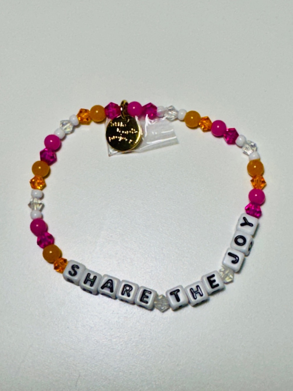 Share the Joy Little Words Project Beaded Bracelet - Pink & Orange